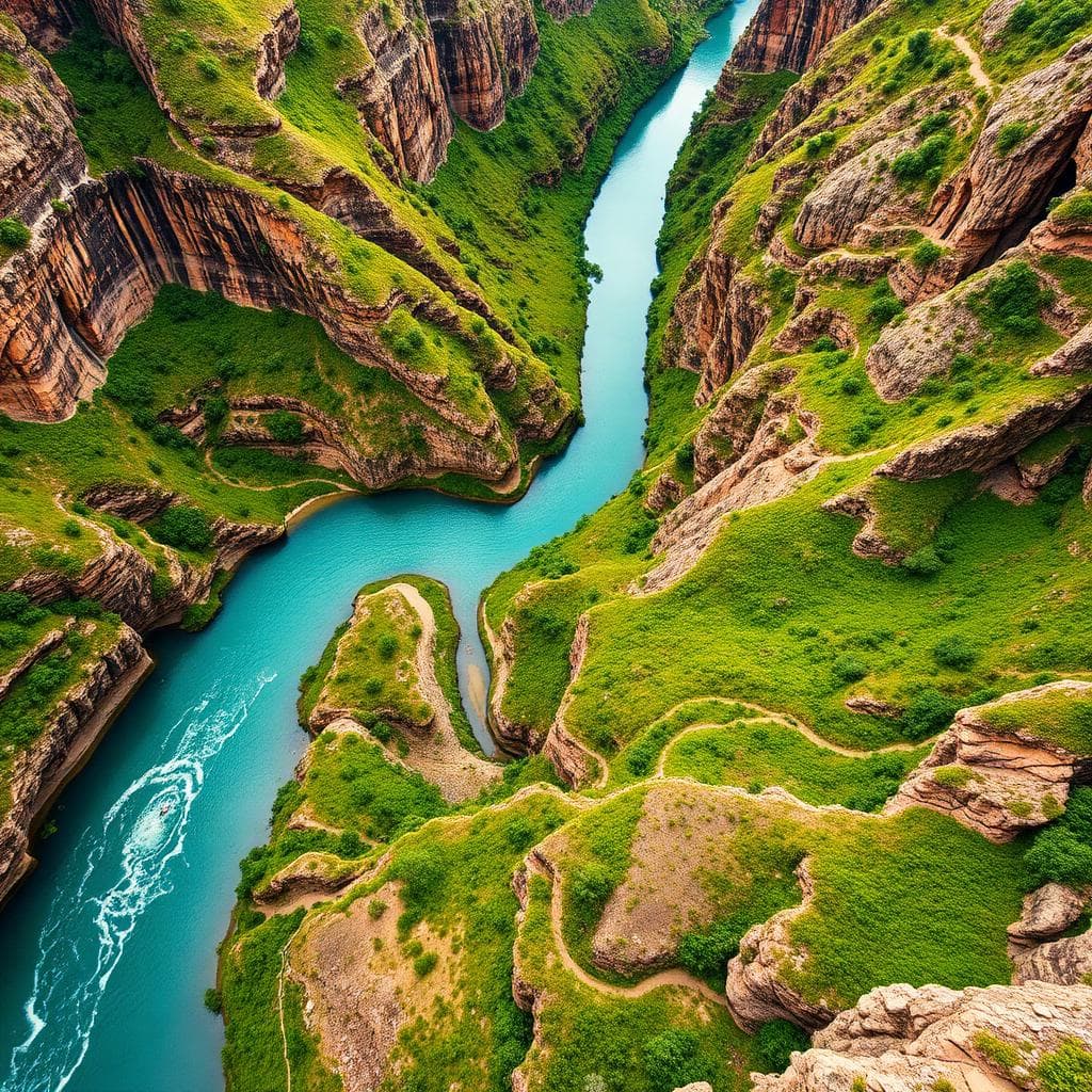 White water rapids action